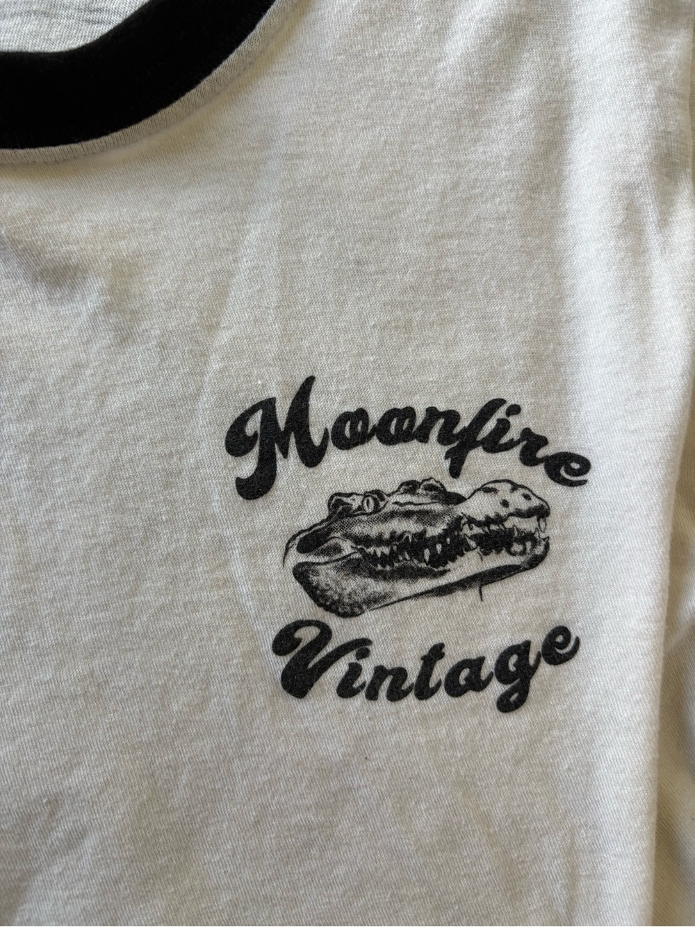 White Ringer Tee with Black Motorcycle Graphic - Picture 4 of 5